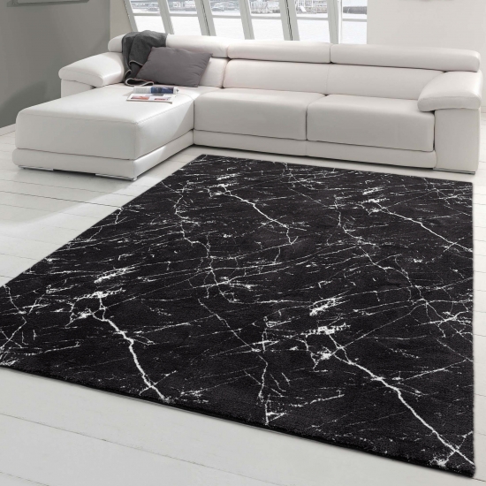 Abstrakt-moderner Teppich für Aufenthaltsraum | in schwarz