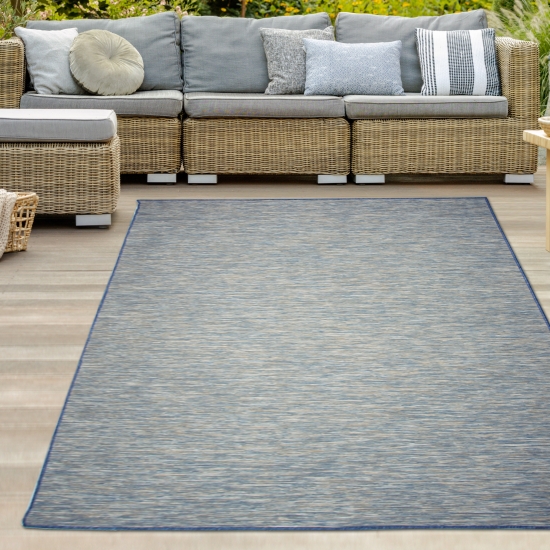 Teppich Modern Flachgewebe Küchenteppich Indoor Teppich Outdoor Teppich beidseitig nutzbar Farbe Blau