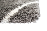 Preview: Teppich Shaggy Langflor Hochflor Teppich Rautenmuster in grau creme