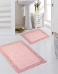 Mobile Preview: Badezimmerteppich Set 2 teilig • waschbar • Steinoptik in rosa