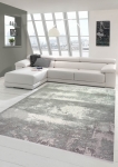 Preview: Wollteppich Designerteppich Teppich abstrakt aus Naturfasern in grau creme