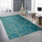 Preview: Wohnzimmerteppich mit geometrischem Muster in petrol gold Preview: Wohnzimmerteppich mit geometrischem Muster in petrol gold