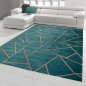 Preview: Orientteppich Wohnzimmer Teppich Geometrisches Muster in Türkis Bronze