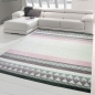 Preview: Orientteppich Wohnzimmer Teppich Karo in Creme Grau Lila