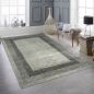 Preview: Designer Wohnzimmer Teppich Modern kurzflor vintage seitlich gekettelt in grau creme