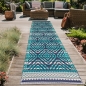 Preview: Strapazierfähiger Azteken-Teppich für Outdoor in türkis blau