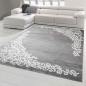 Preview: Moderner Teppich Designer Teppich Orientteppich mit Glitzer Wohnzimmer Teppich mit Floral Muster Meliert in Grau Creme