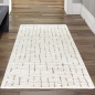 Preview: Teppich Wohnzimmer Schlafzimmer Strich Muster kuschelig creme mit beige/braunen Streifen