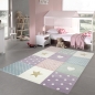 Preview: Kinderzimmer Teppich Spielteppich Herz Stern Punkte Design creme rosa blau