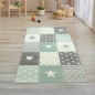 Mobile Preview: Kinderzimmer Teppich Spielteppich Herz Stern Punkte Design grün grau creme