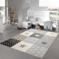 Preview: Kinderzimmer Teppich Spielteppich Herz Stern Punkte Design braun beige grau