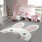 Preview: Kinderteppich Spielteppich Teppich Kinderzimmer Babyteppich Hase in Rosa Weiss Grau