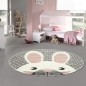 Preview: Kinderteppich Spielteppich Teppich Kinderzimmer Babyteppich Hase in Rosa Weiss Grau