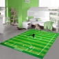 Mobile Preview: Kinderteppich Spielteppich Kinderzimmer Teppich Fußball Teppich in Grün Hellgrün Schwarz Weiss
