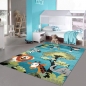 Preview: Waldtier-Teppich in Blau für das Kinderzimmer