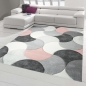 Preview: Designer und Moderner Teppich Kurzflor mit Tropfen Muster in Rosa Grau Beige