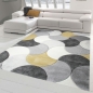 Preview: Designer und Moderner Teppich Kurzflor mit Tropfen Muster in Grau Creme Gelb