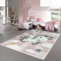 Preview: Kinderteppich Spielteppich Babyteppich mit Einhorn Regenbogen in Rosa Creme