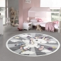 Preview: Kinderteppich Spielteppich Babyteppich mit Einhorn Regenbogen in Grau Creme