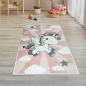 Preview: Kinderteppich Spielteppich Babyteppich mit Einhorn Regenbogen in Rosa Creme