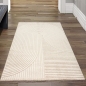Preview: Teppich Wohnzimmer hell weich Linien- und Bogenmuster beige
