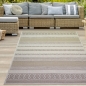 Preview: In- & Outdoor Teppich mit gestreiften Rauten in beige braun