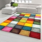 Preview: Teppich modern Teppich Wohnzimmer Karo Design Multifarben