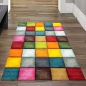 Preview: Teppich modern Teppich Wohnzimmer Karo Design Multifarben