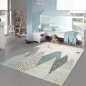 Preview: Kinderteppich Teppich Kinderzimmer mit Bergen in Pastel Blau Grau