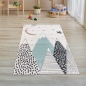 Preview: Kinderteppich Teppich Kinderzimmer mit Bergen in Pastel Blau Grau