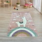 Preview: Kinderteppich Lama Spielteppich Lama Einhorn Teppich Regenbogen Wolken in Rosa