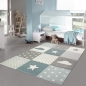 Preview: Kinderteppich Junge Teppich Kinderzimmer mit Stern Wolke in Blau Grau Creme