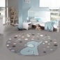 Preview: Kinderteppich Elefant Kinderzimmerteppich mit Punkten in grau blau