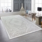 Preview: Orient Teppich mit Verzierungen Hoch-Tief Effekt grau beige