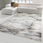 Preview: Teppich Wohnzimmer Designerteppich Marmor Optik mit Glanzfasern in grau gold