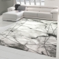Preview: Teppich Wohnzimmer Designerteppich Marmor Optik mit Glanzfasern in grau