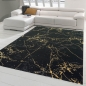 Preview: Teppich Wohnzimmer modern Teppich Marmor Optik in schwarz gold