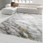 Preview: Teppich Wohnzimmer Teppich Marmor Optik in creme grau gold