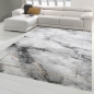Preview: Teppich modern Wohnzimmer Teppich Marmor Optik in grau gold