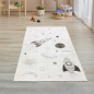 Preview: Kinderzimmerteppich Raumschiffen Planeten Sterne in creme grau beige