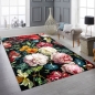 Preview: Teppich Blumen Wohnzimmer Teppich Blumenstrauß in schwarz creme rot