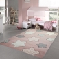 Preview: Kinderteppich Sterne Kinderzimmerteppich Mädchen in rosa creme grau