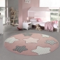 Preview: Kinderteppich Sterne Kinderzimmerteppich Mädchen in rosa creme grau