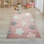 Preview: Kinderteppich Sterne Kinderzimmerteppich Mädchen in rosa creme grau