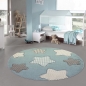 Mobile Preview: Kinderteppich Sterne Kinderzimmerteppich Junge in blau creme grau