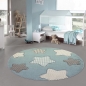 Preview: Kinderteppich Sterne Kinderzimmerteppich Junge in blau creme grau