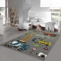 Preview: Kinderteppich Spielteppich Baustelle Teppich mit Bagger in grau
