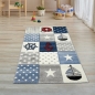 Preview: Kinderteppich Spielteppich Junge Teppich Maritim kariert in blau creme grau