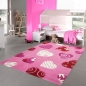 Preview: Kinderteppich Herzen Kinderzimmerteppich Mädchen in rosa creme rot