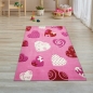 Preview: Kinderteppich Herzen Kinderzimmerteppich Mädchen in rosa creme rot